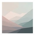 Abstract illustration depicting stylized mountains using pastel color gradients. Royalty Free Stock Photo
