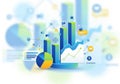 Abstract illustration depicting various data visualization elements including colorful bar and line Royalty Free Stock Photo