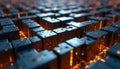 Abstract illustration digital labyrinth JavaScript code. Futuristic programming concept, intricate network, problem-solving maze. Royalty Free Stock Photo