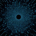 Futuristic Binary Tunnel with Blue Data Flow Royalty Free Stock Photo