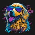 Abstract illustration of a dog wearing glasses