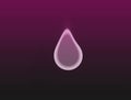 Abstract illustration of a falling water drop on dark purple black background. One isolated very big liquid drop in pink purple. Royalty Free Stock Photo