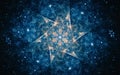 Abstract illustration of a fantastic star with a flower inside against a fabulous blue starry sky Royalty Free Stock Photo