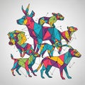 Abstract illustration featuring animals in a geometric low poly style Royalty Free Stock Photo