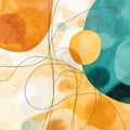 Abstract Watercolor Painting In Teal And Amber: A Digital Art Masterpiece