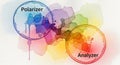 Colorful abstract illustration of polarizer and analyzer with paint splashes Royalty Free Stock Photo