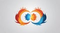 Abstract illustration of fire and ice forming an infinity symbol on a white background Royalty Free Stock Photo