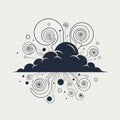 Abstract illustration featuring a stylized black cloud at the center. Surrounding the cloud are Royalty Free Stock Photo