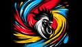 Abstract illustration featuring a stylized rooster head in Royalty Free Stock Photo