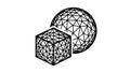 Abstract Wireframe Geometric Shapes: Cube and Sphere Royalty Free Stock Photo
