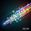 An abstract illustration of fiber optic cables transmitting data Royalty Free Stock Photo