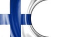 Abstract illustration, Finland flag with a semi-circular area White background for text or images