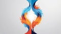 Abstract illustration of fire and ice intertwined on a white background creating a balanced design Royalty Free Stock Photo