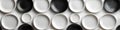 An abstract illustration in a flat style, characterized by round and elliptical drop shadows, with a gray oval gradient