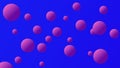 Abstract illustration of flying purple ball on indigo color background. Beautiful floating shiny purple ball. Purple spherical