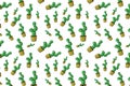 Abstract illustration in the form of an ornament of prickly pear cacti in pots