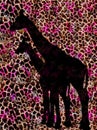 Abstract illustration of giraffe and animal seamless pattern. Color graphics. Design for background, wallpaper, covers and packagi