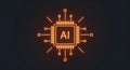 Glowing AI Microchip Icon: Advanced Technology Symbolizing Innovation and Neural Networking Royalty Free Stock Photo