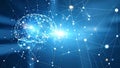 Abstract illustration of a glowing brain connected to a digital network, artificial intelligence concept Royalty Free Stock Photo