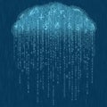 Digital Data Cloud with Falling Binary Rain Royalty Free Stock Photo