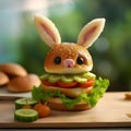 Abstract illustration - a hamburger as a hare