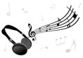Abstract illustration of headphones and a stave Royalty Free Stock Photo