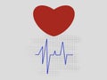 Abstract illustration of the heart and the electrocardiogram. Space for lettering or design Royalty Free Stock Photo