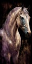abstract illustration of horse pastel and gold colors