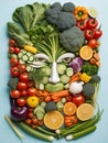 abstract illustration of a human face composed of different types of vegetables.