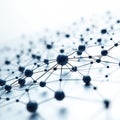 Abstract illustration of interconnected nodes, lines forming complex digital data structure. Network visualization shows web of Royalty Free Stock Photo