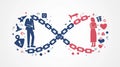 Interlinked Chains Representing Gender Symbols and Related Concepts Royalty Free Stock Photo