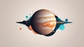 Abstract illustration of Jupiter with a ring and colorful dots Royalty Free Stock Photo