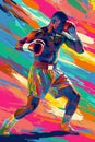 Abstract illustration of a male boxer wearing boxing gloves