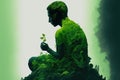 Abstract Illustration of Man in Deep Meditation