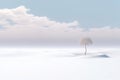 Abstract illustration minimalist landscape, alone tree in clear nature landscapeAbstract illustration minimalist landscape, Alone