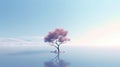 Abstract illustration minimalist landscape, alone tree in clear nature landscapeAbstract illustration minimalist landscape, Alone