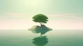 Abstract illustration minimalist landscape, alone tree in clear nature landscapeAbstract illustration minimalist landscape, Alone