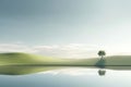 Abstract illustration minimalist landscape, alone tree in clear nature landscapeAbstract illustration minimalist landscape, Alone