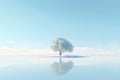 Abstract illustration minimalist landscape, alone tree in clear nature landscapeAbstract illustration minimalist landscape, Alone