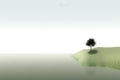 Abstract illustration minimalist landscape, alone tree in clear nature landscapeAbstract illustration minimalist landscape, Alone