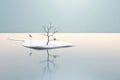 Abstract illustration minimalist landscape, alone tree in clear nature landscapeAbstract illustration minimalist landscape, Alone