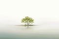 Abstract illustration minimalist landscape, alone tree in clear nature landscapeAbstract illustration minimalist landscape, Alone