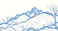 Abstract illustration of a mountainous landscape using geometric patterns and lines. Royalty Free Stock Photo