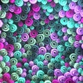 Abstract Illustration of paper-crafted, quilling flowers with different shades of spring colors. 3d rendering Royalty Free Stock Photo