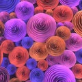 Abstract Illustration of paper-crafted, quilling flowers with different shades of spring colors. 3d rendering Royalty Free Stock Photo