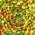 Abstract Illustration of paper-crafted, quilling flowers with different shades of spring colors. 3d rendering Royalty Free Stock Photo