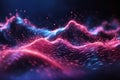 abstract illustration of pink blue frequency signal waves. ai generative