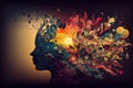 Abstract illustration of the psychology of imagination, ideal for wallpaper backgrounds, Generative Ai