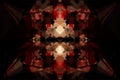 Abstract illustration of red kaleidoscopic polygonal abstract shapes against black background Royalty Free Stock Photo