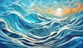 Abstract illustration ripples on the water, Close up blue sea water and waves, top view surface Royalty Free Stock Photo